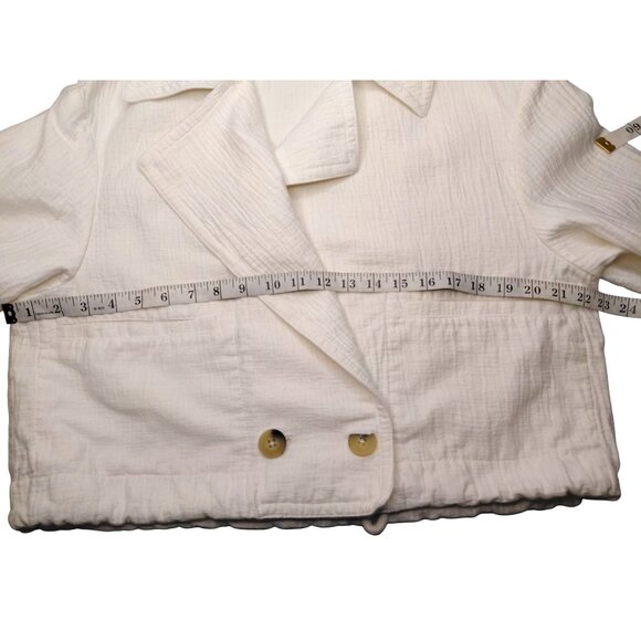 MANGO MNG Suit Women's Off-White Cropped Textured Jacket Size S/M - Picture 9 of 14